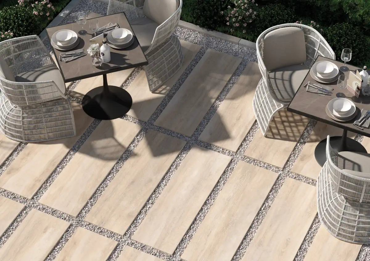 Gres Rondine GREENWOOD efekt drewno - aranzacja w eleganckiej lazience