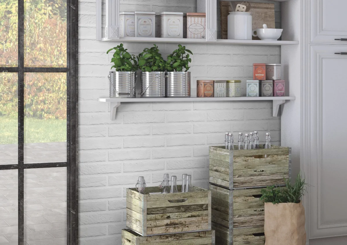 Gres Rondine TRIBECA efekt cegła, kamień - aranzacja w eleganckiej lazience