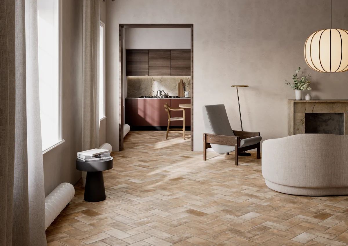Gres Rondine RECOVERY STONE efekt kamień - aranzacja w eleganckiej lazience