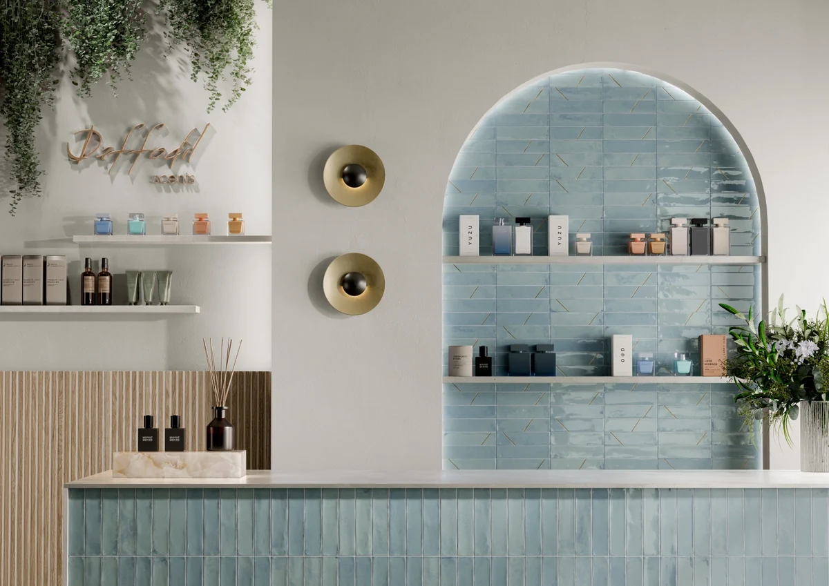 Gres Rondine MARRAKECH efekt cegła, kamień, - aranzacja w eleganckiej lazience
