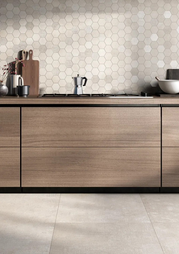 Gres Rondine LOFT efekt beton - aranzacja w elewacji domu