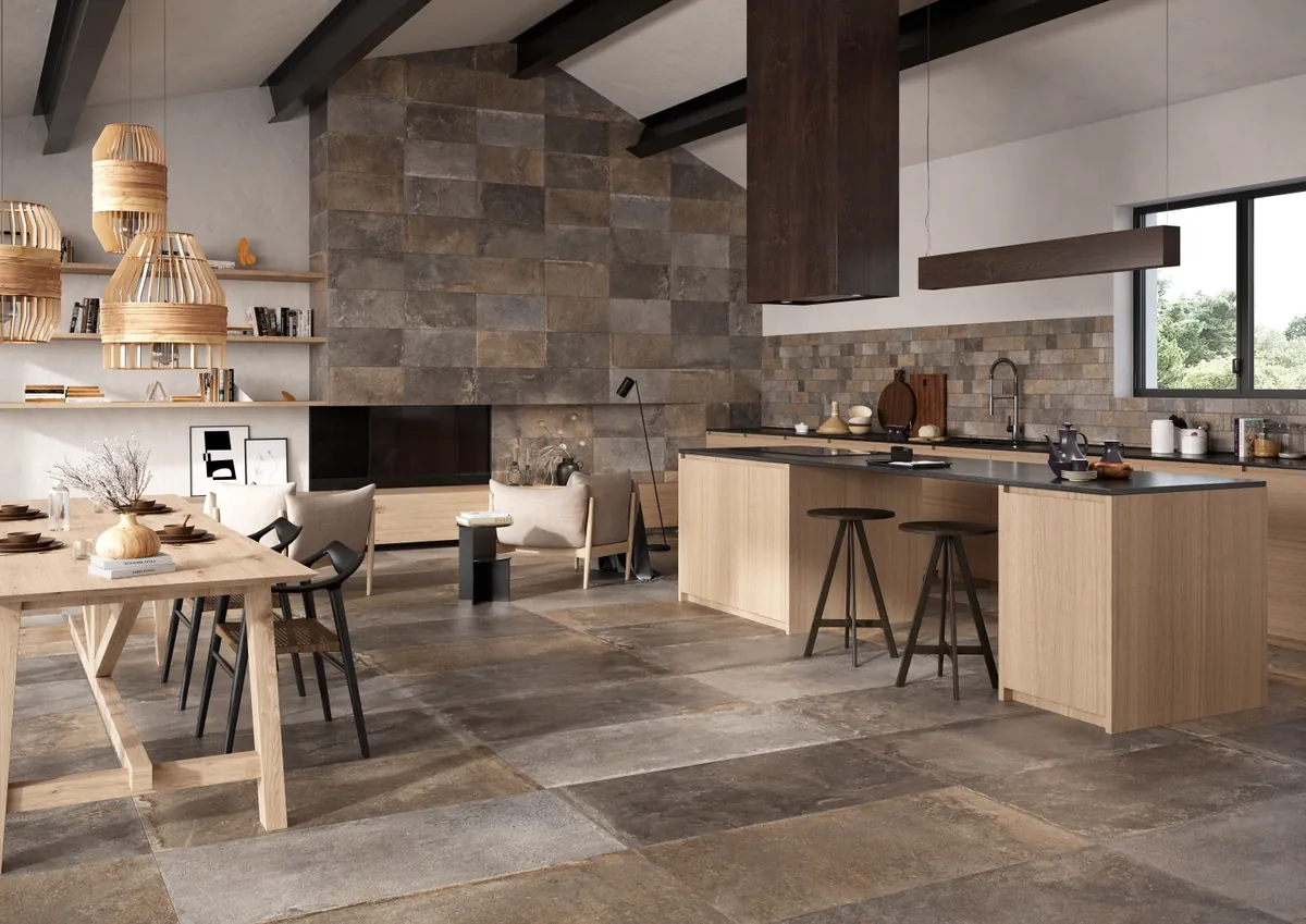 Gres Rondine PROVENCE efekt kamień - aranzacja w eleganckiej lazience