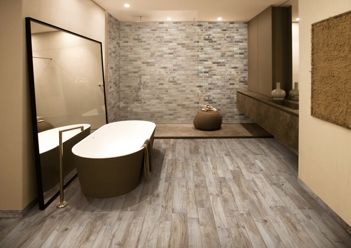 Gres Rondine LIVING efekt drewno - aranzacja w elewacji domu