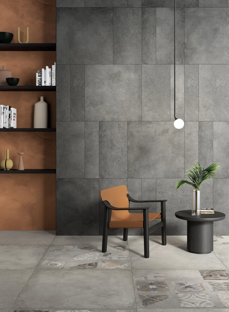 Gres Rondine LOFT efekt beton - aranzacja w eleganckiej lazience