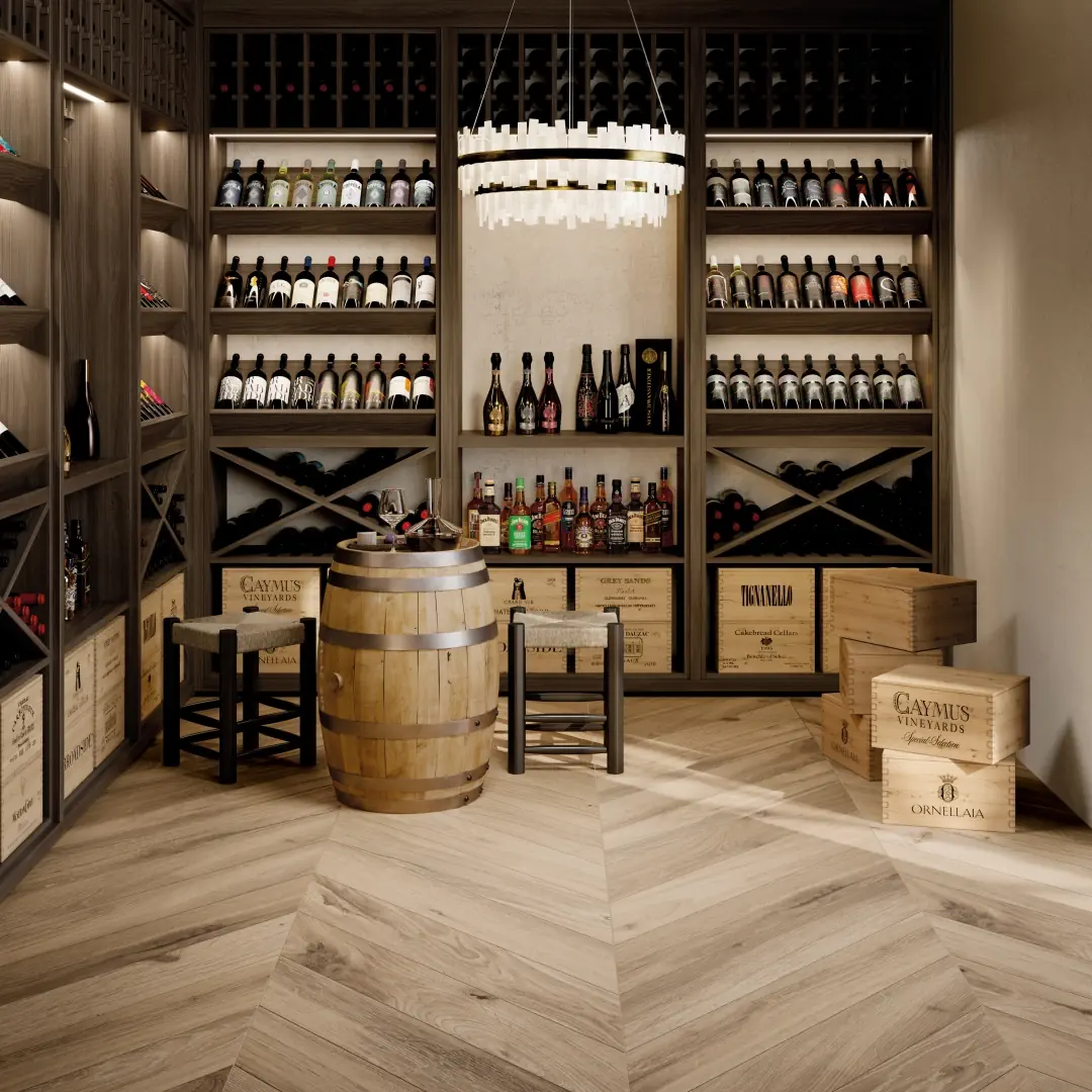Gres Rondine CHEVRON XL efekt drewno - aranzacja w eleganckiej lazience