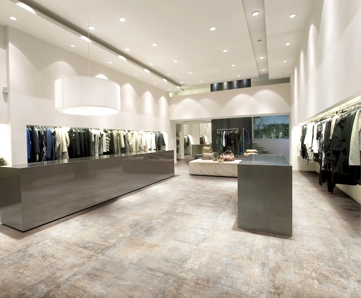 Gres Rondine MURALES efekt beton - aranzacja w eleganckiej lazience