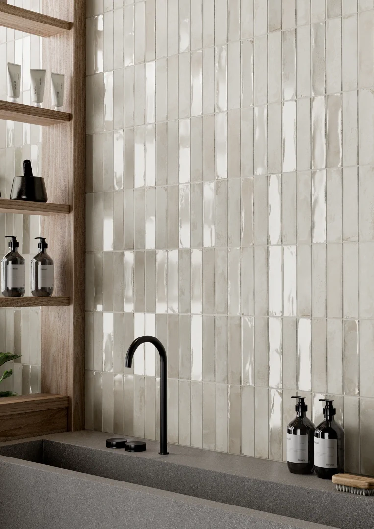 Gres Rondine MARRAKECH efekt cegła, kamień, - aranzacja w minimalistycznym wnetrzu