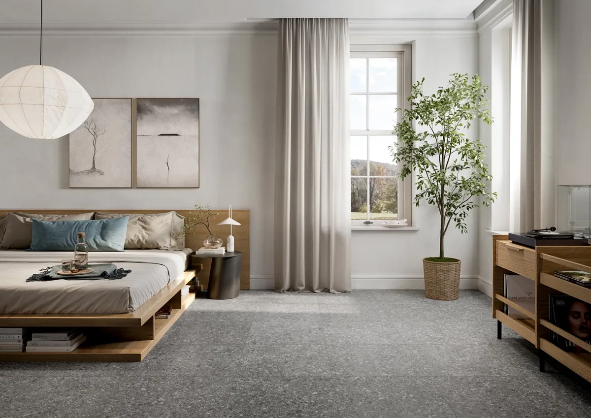 Gres Rondine GRAVELUX efekt kamień - aranzacja w eleganckiej lazience