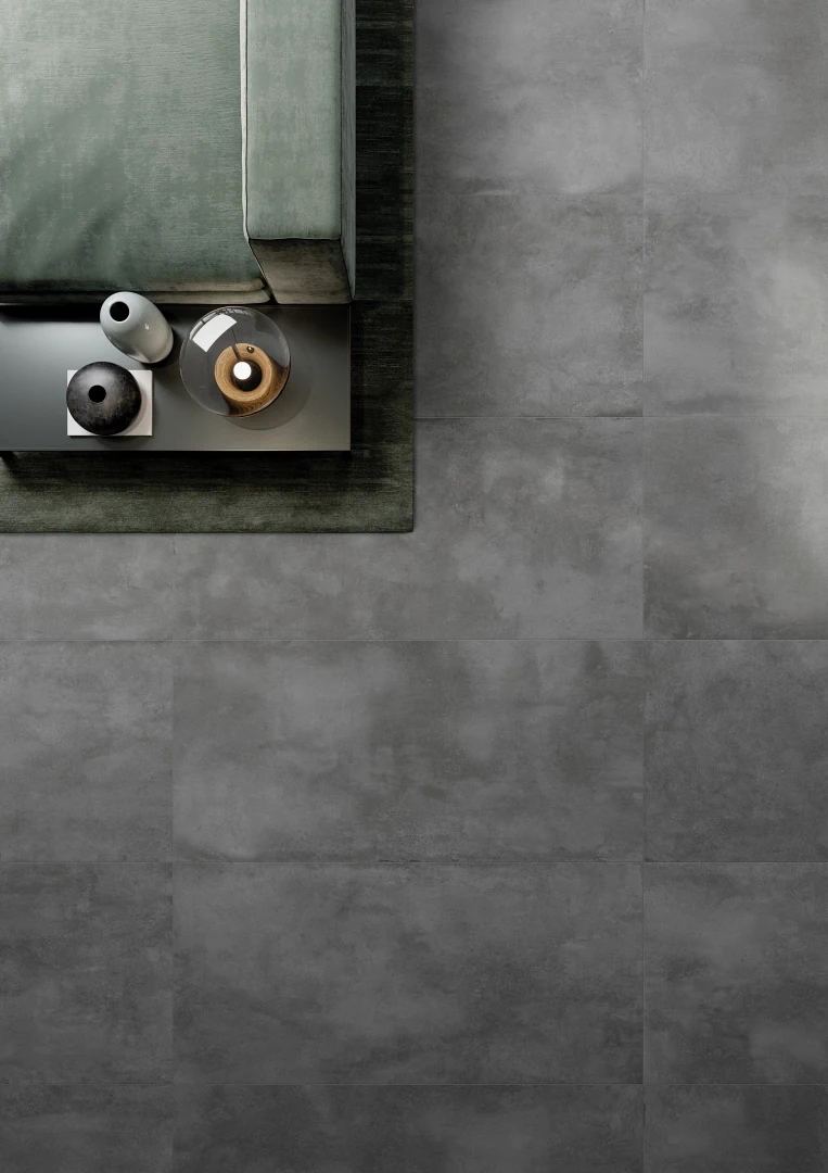 Gres Rondine CRUDA efekt beton - aranzacja w eleganckiej lazience