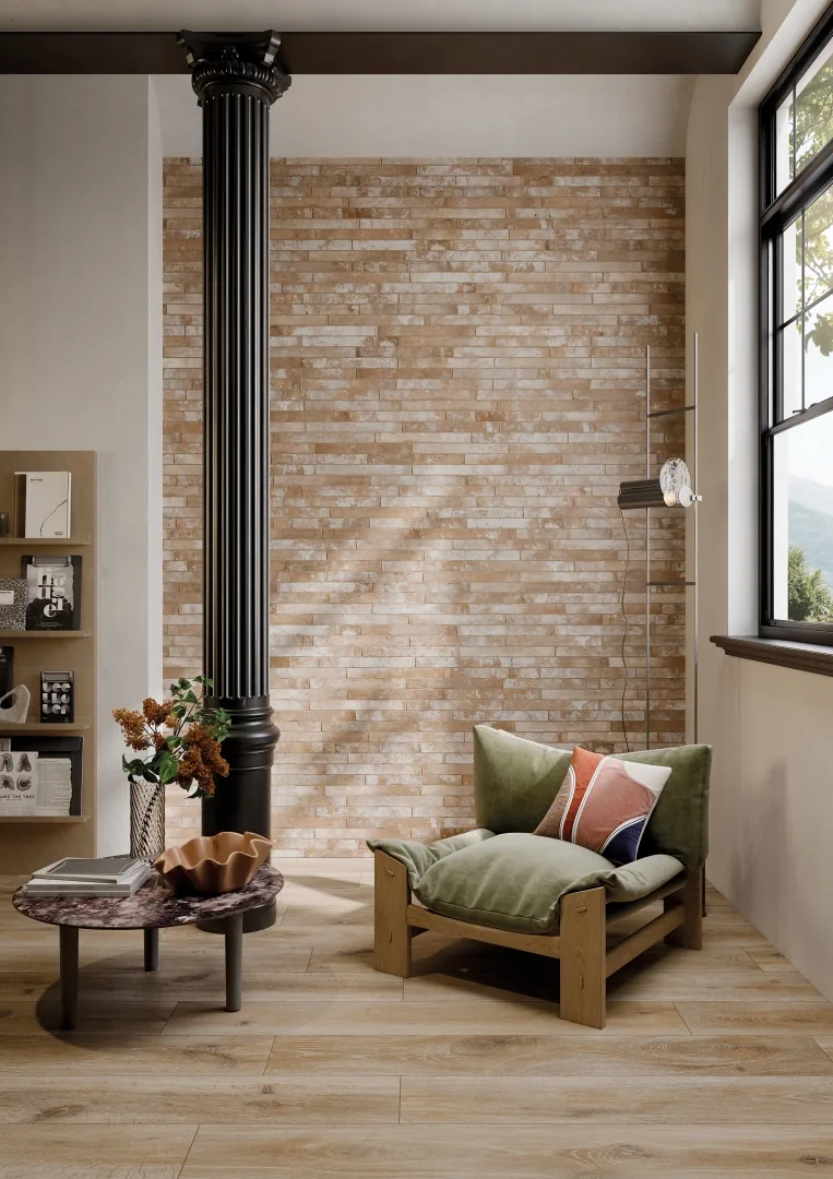 Gres Rondine HARLEM efekt cegła - aranzacja w eleganckiej lazience