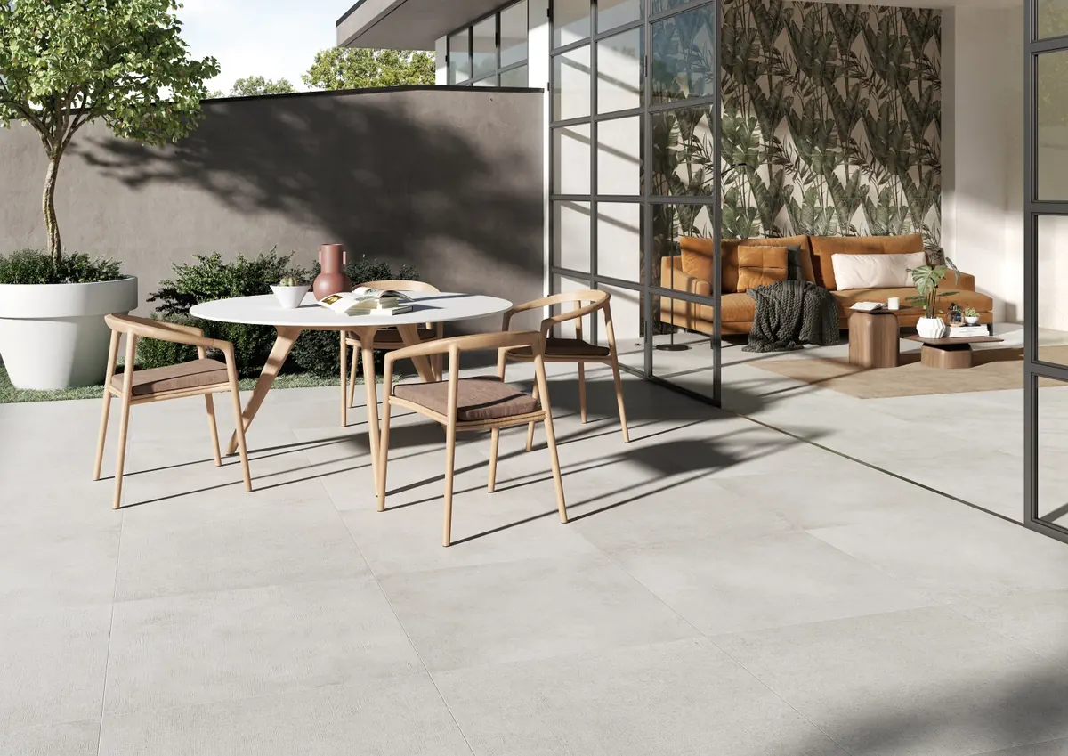 Gres Rondine LOFT efekt beton - aranzacja w minimalistycznym wnetrzu
