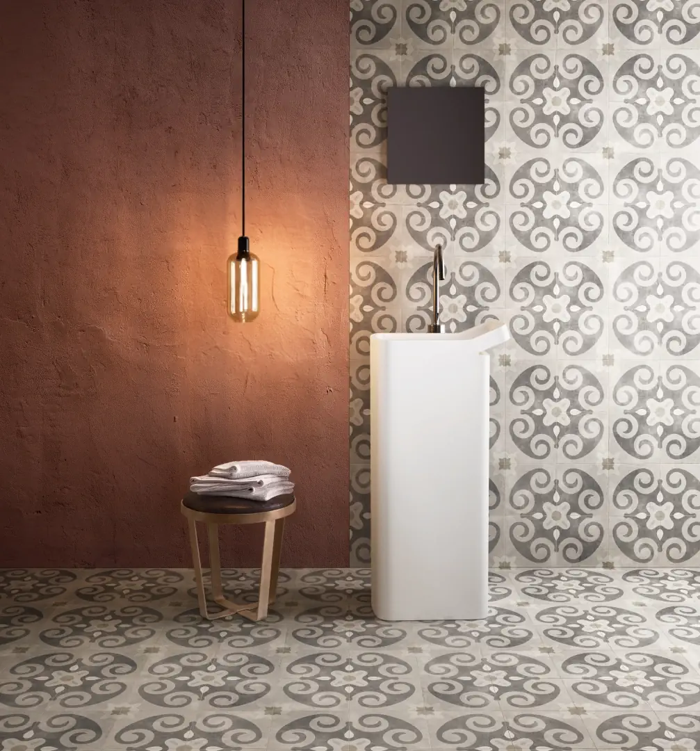 Gres Santagostino PATCHWORK efekt wzór - aranzacja w eleganckiej lazience
