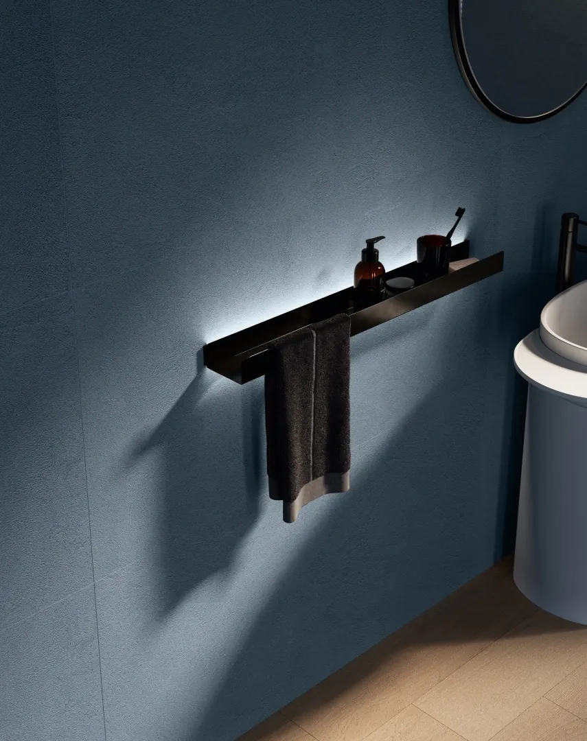 Gres Santagostino IRO efekt terrazzo, beton - aranzacja w eleganckiej lazience
