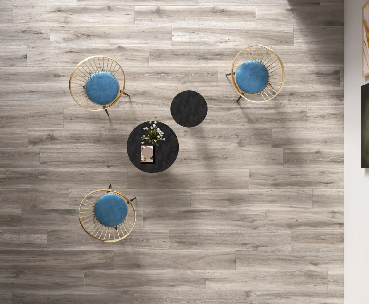 Gres Santagostino BARKWOOD efekt drewno - aranzacja w eleganckiej lazience