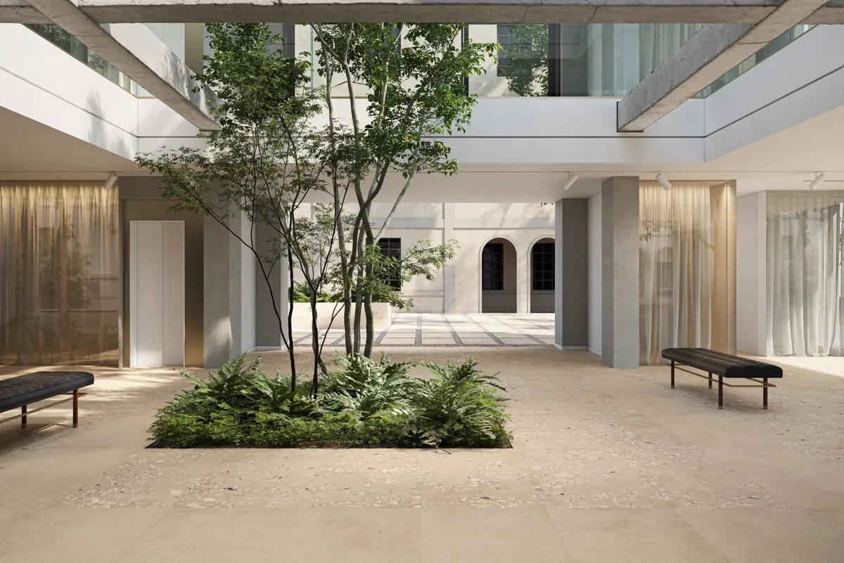Gres Santagostino LOGICO efekt terrazzo, kamień, , beton - aranzacja w elewacji domu