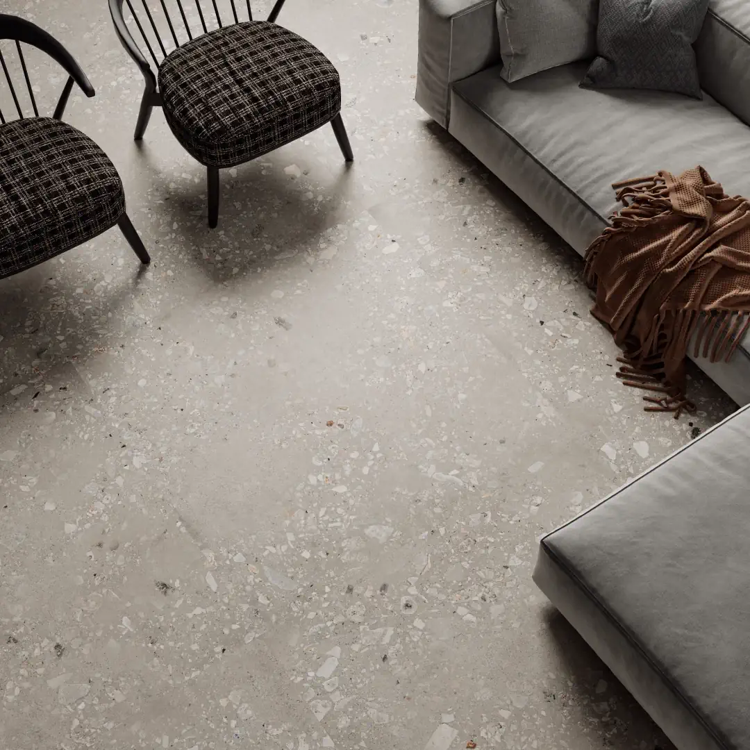 Gres Santagostino LOGICO efekt terrazzo, kamień, , beton - aranzacja w eleganckiej lazience