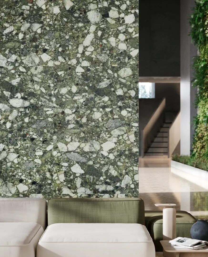 Gres Santagostino VENISTONE efekt terrazzo - aranzacja w eleganckiej lazience