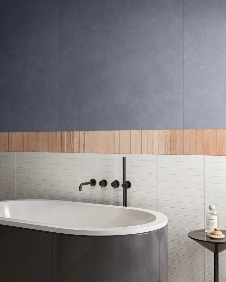 Gres Santagostino INSIDEART COLOR efekt kolor - aranzacja w minimalistycznym wnetrzu
