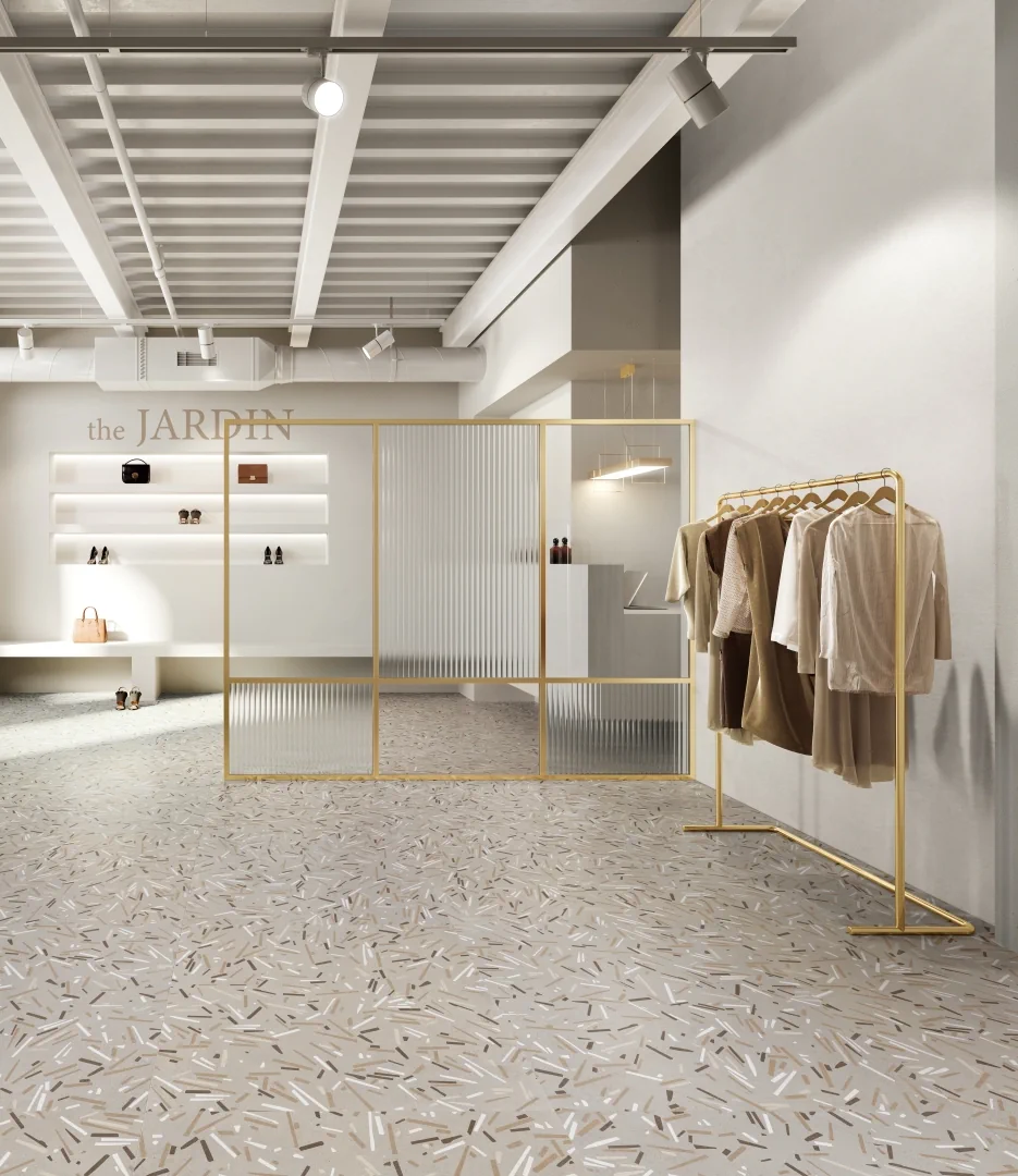 Gres Santagostino SILKYSTONE efekt kamień - aranzacja w eleganckiej lazience