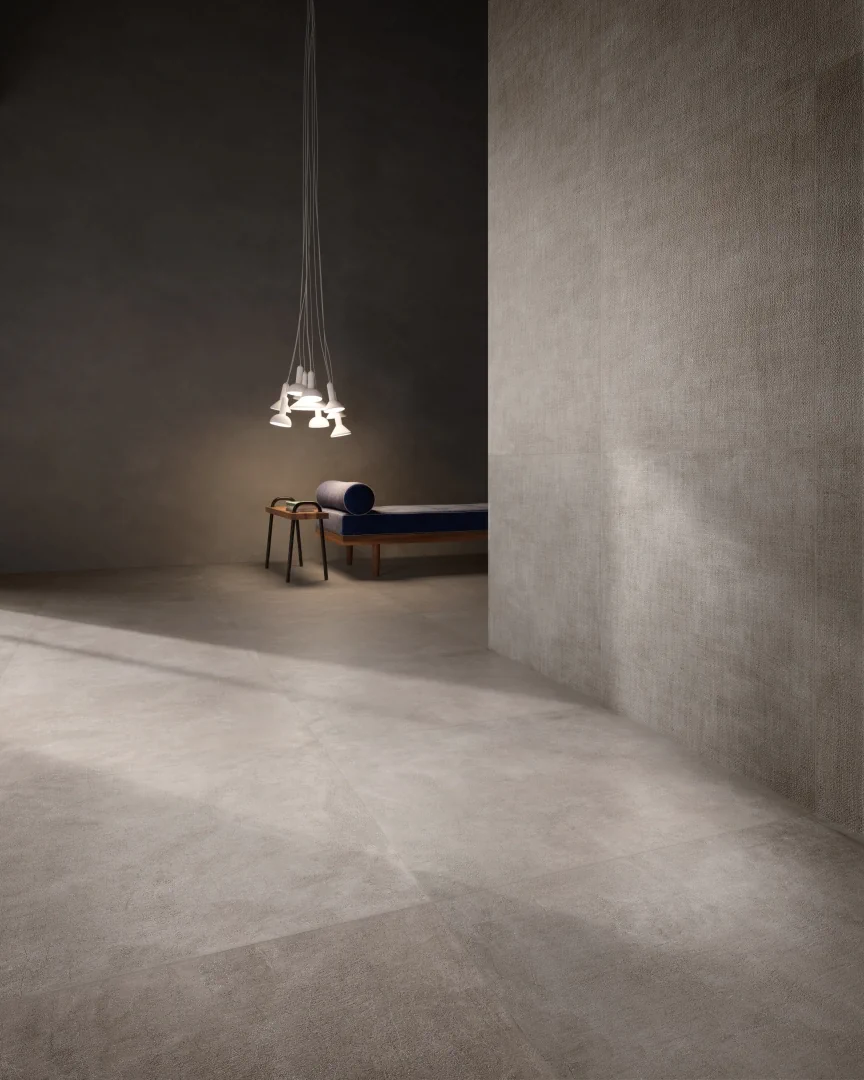 Gres Santagostino SET efekt beton - aranzacja w minimalistycznym wnetrzu