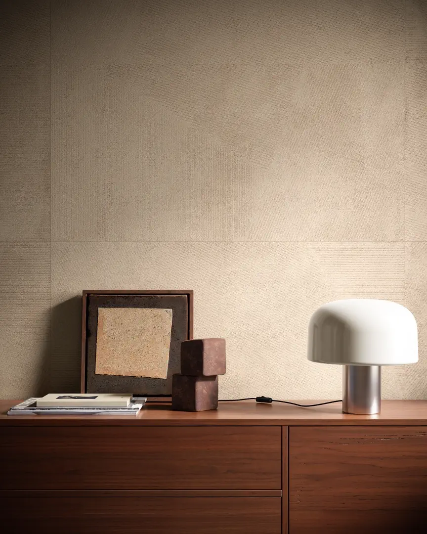 Gres Santagostino IRO efekt terrazzo, beton - aranzacja w eleganckiej lazience