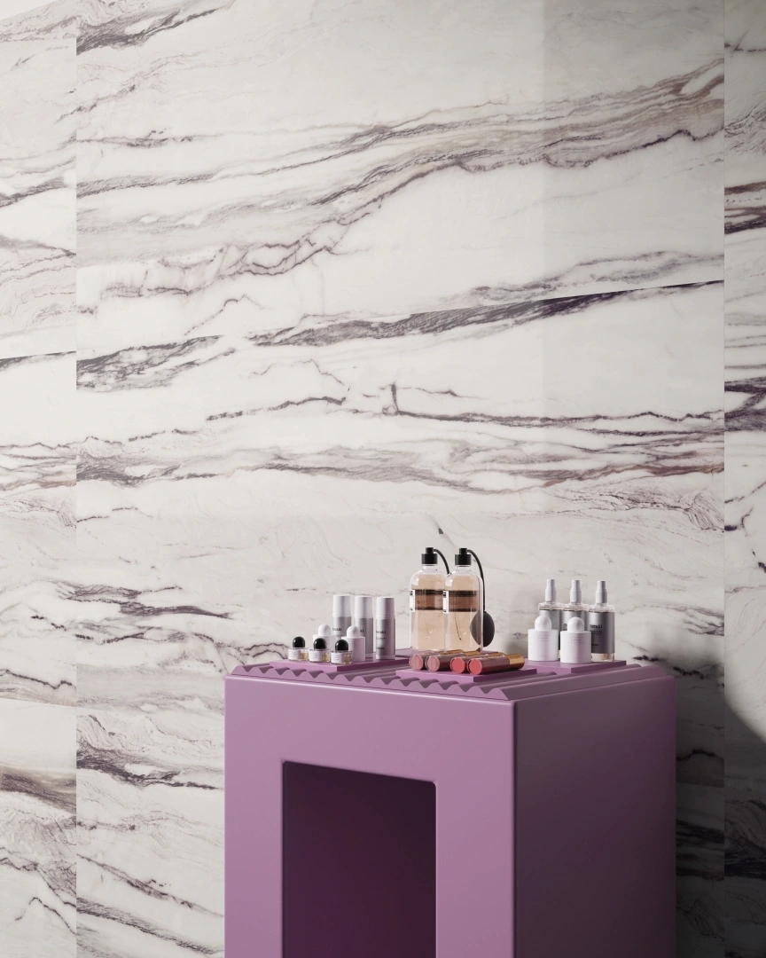 Gres Santagostino STAR efekt marmur - aranzacja w eleganckiej lazience