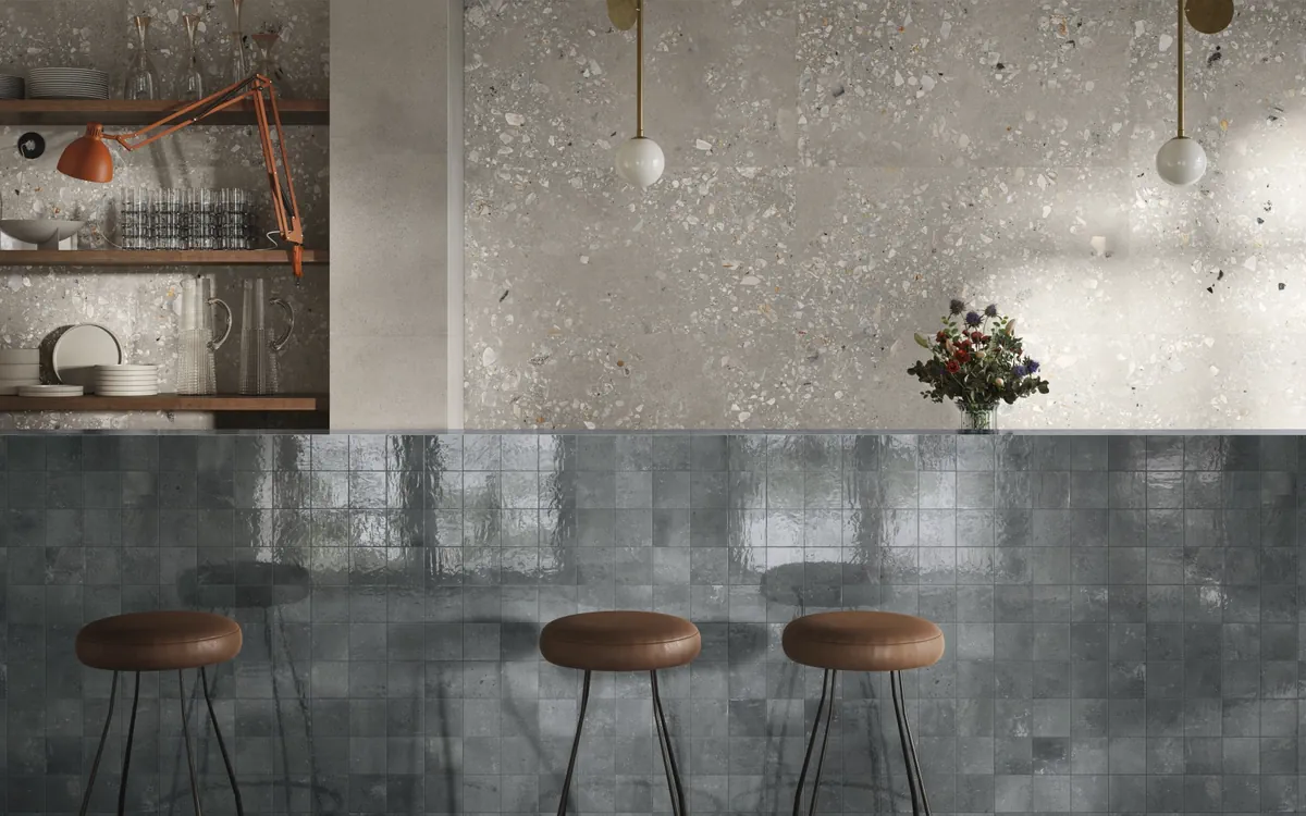 Gres Santagostino PIXEL efekt kamień - aranzacja w eleganckiej lazience
