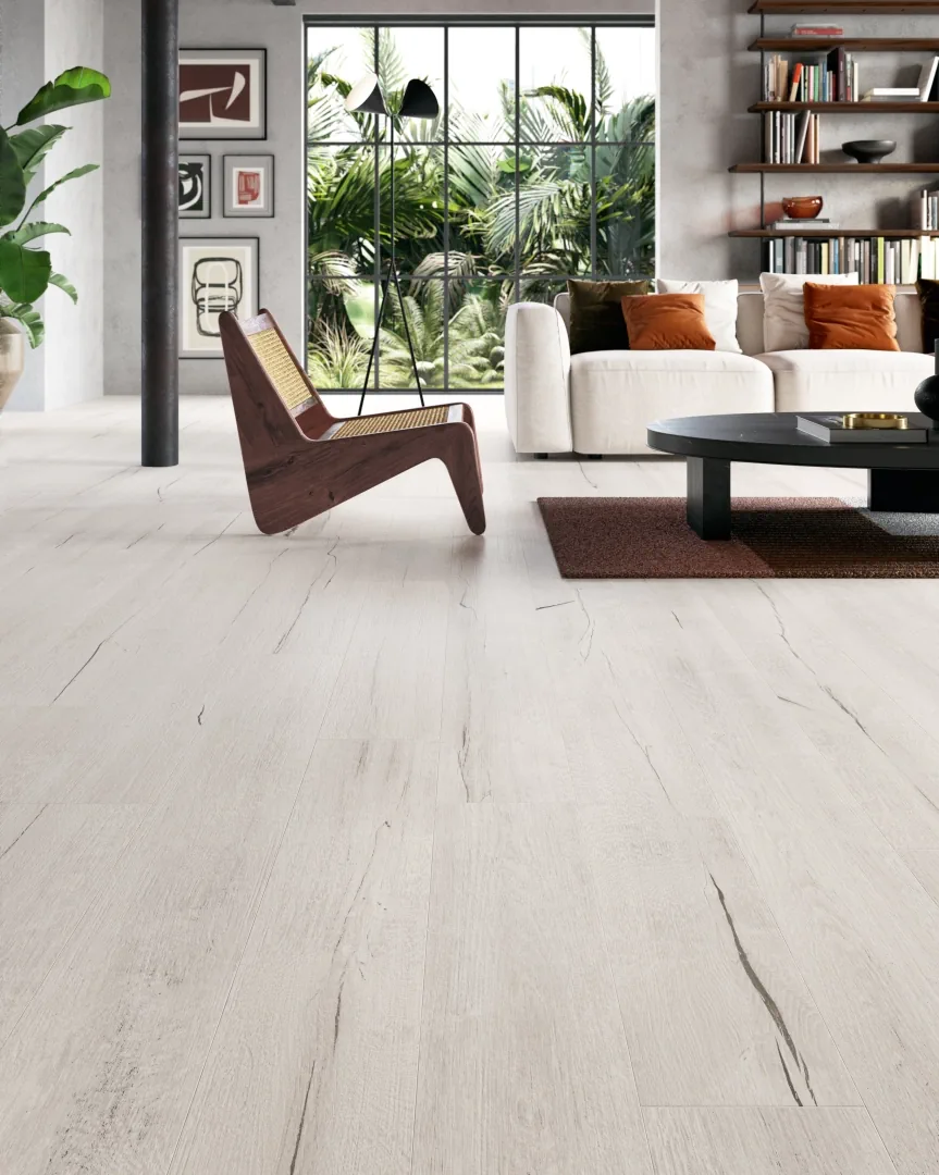 Gres Santagostino TIMEWOOD efekt drewno - aranzacja w elewacji domu
