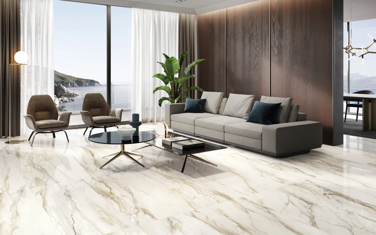 Gres Santagostino TRUMARMI efekt marmur - aranzacja w eleganckiej lazience