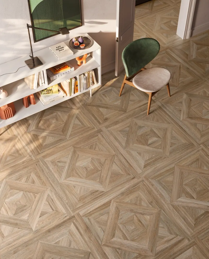 Gres Santagostino RICORDI efekt drewno - aranzacja w eleganckiej lazience