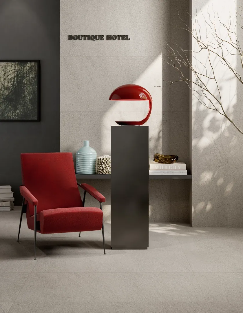 Gres Santagostino WINDSTONE efekt kamień - aranzacja w eleganckiej lazience
