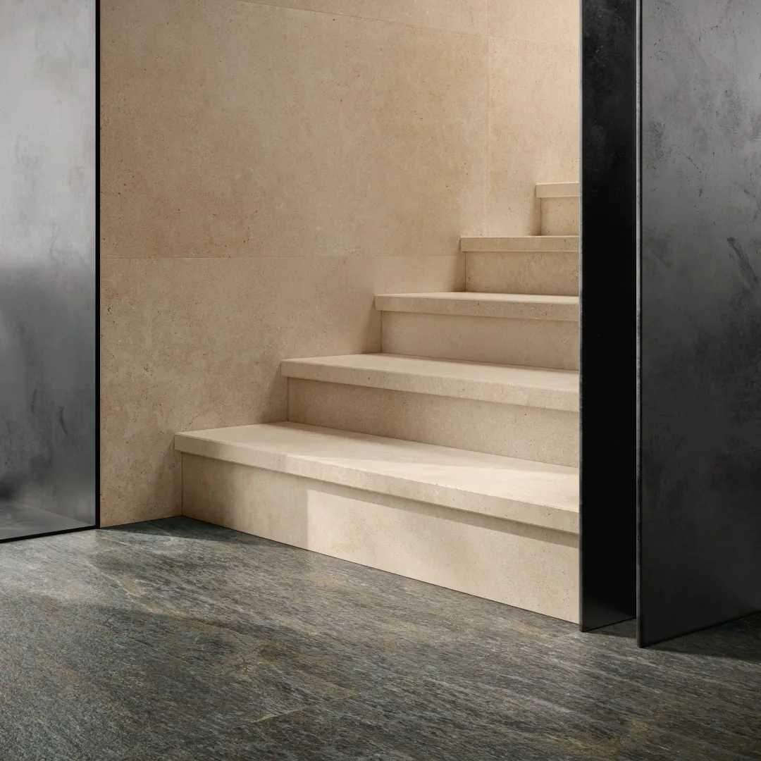 Gres Santagostino UNIONSTONE 2 efekt kamień - aranzacja w eleganckiej lazience