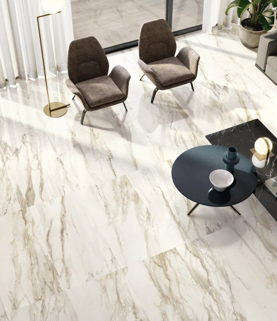 Gres Santagostino TRUMARMI efekt marmur - aranzacja w eleganckiej lazience