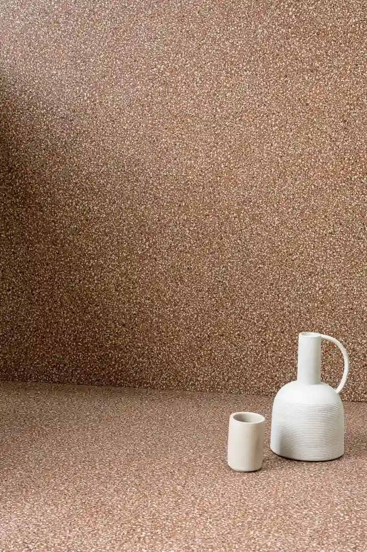 Gres Santagostino NEWDECO efekt terrazzo - aranzacja w minimalistycznym wnetrzu