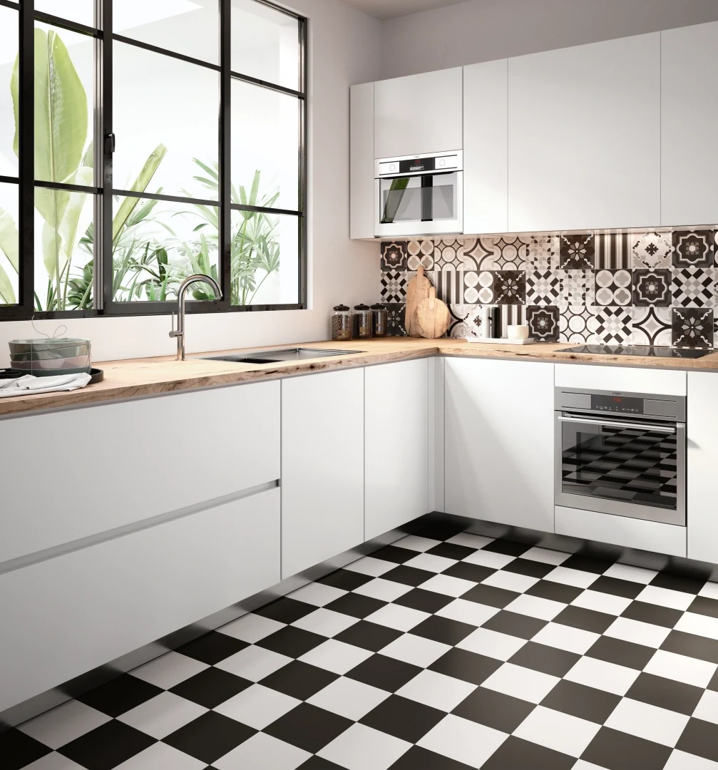 Gres Santagostino PATCHWORK efekt wzór - aranzacja w przestronnym holu