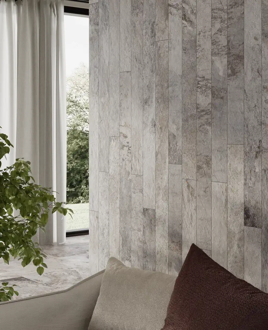 Gres Santagostino METASTONE efekt kamień - aranzacja w eleganckiej lazience