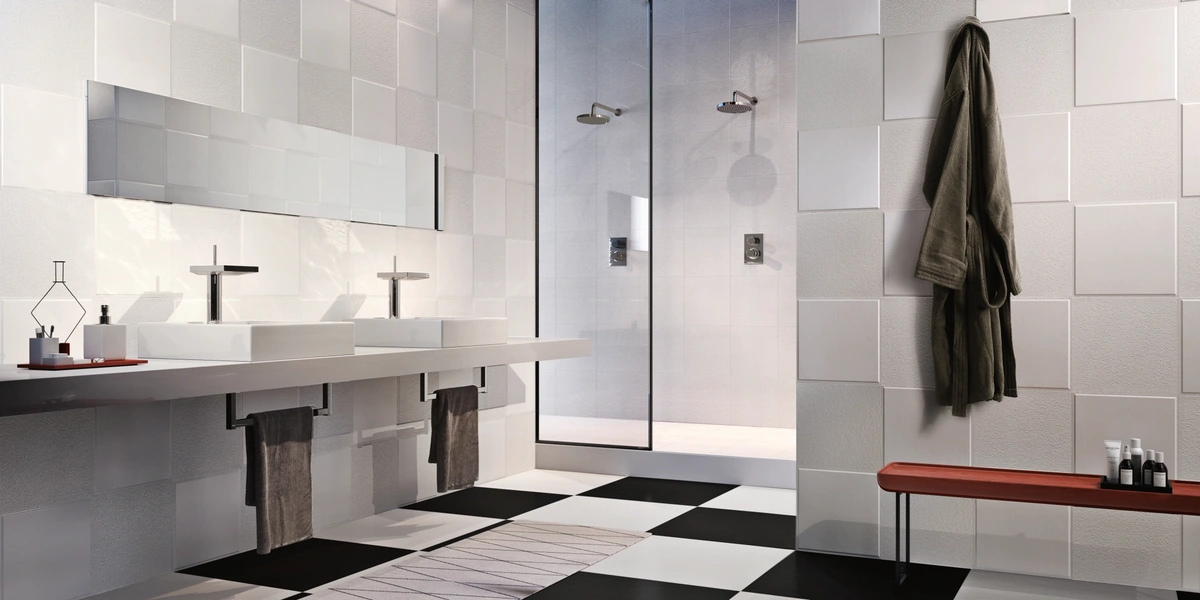 Gres Santagostino FLEXIBLE ARCHITECTURE efekt kolor - aranzacja w eleganckiej lazience