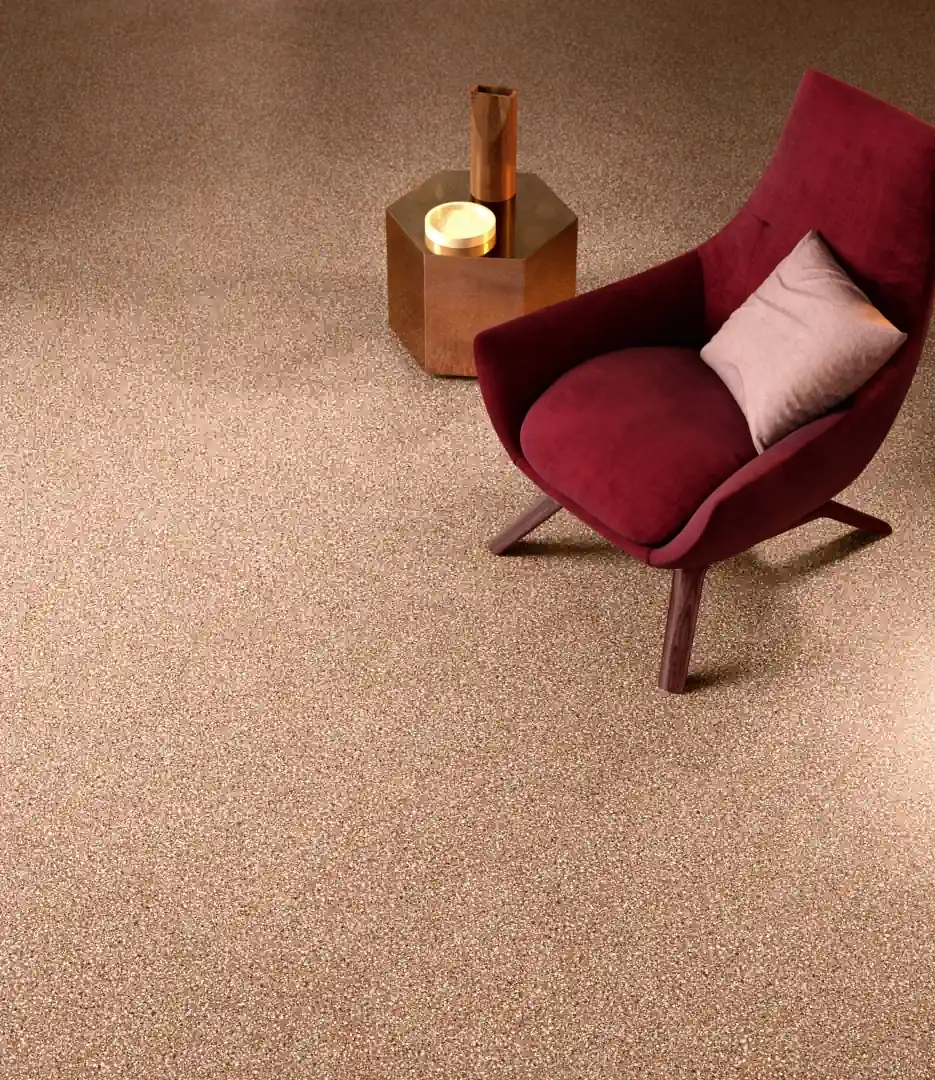 Gres Santagostino NEWDECO efekt terrazzo - aranzacja w przy kominku