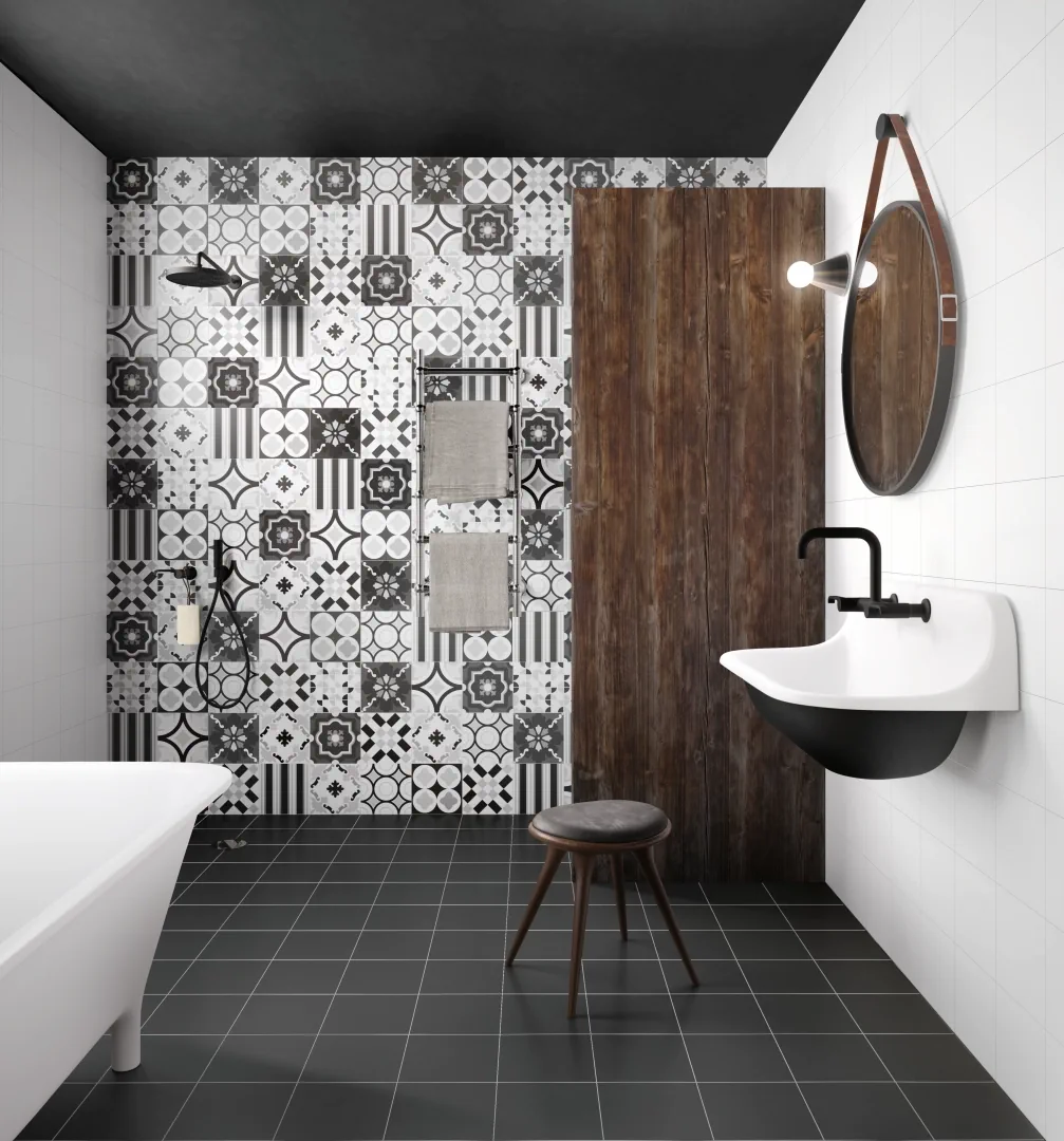 Gres Santagostino PATCHWORK efekt wzór - aranzacja w eleganckiej lazience