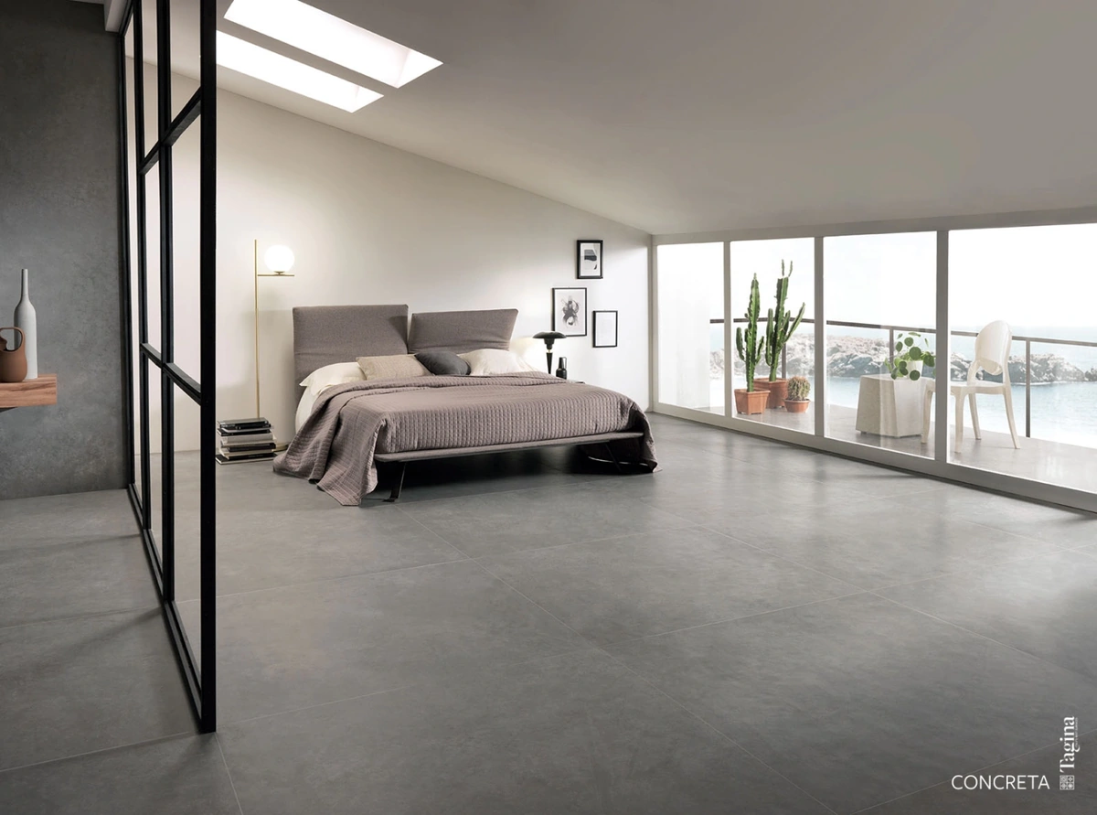 Gres Tagina CONCRETA efekt beton - aranzacja w eleganckiej lazience