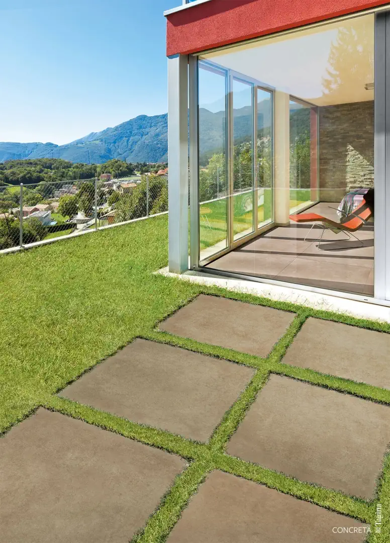 Gres Tagina CONCRETA efekt beton - aranzacja w minimalistycznym wnetrzu