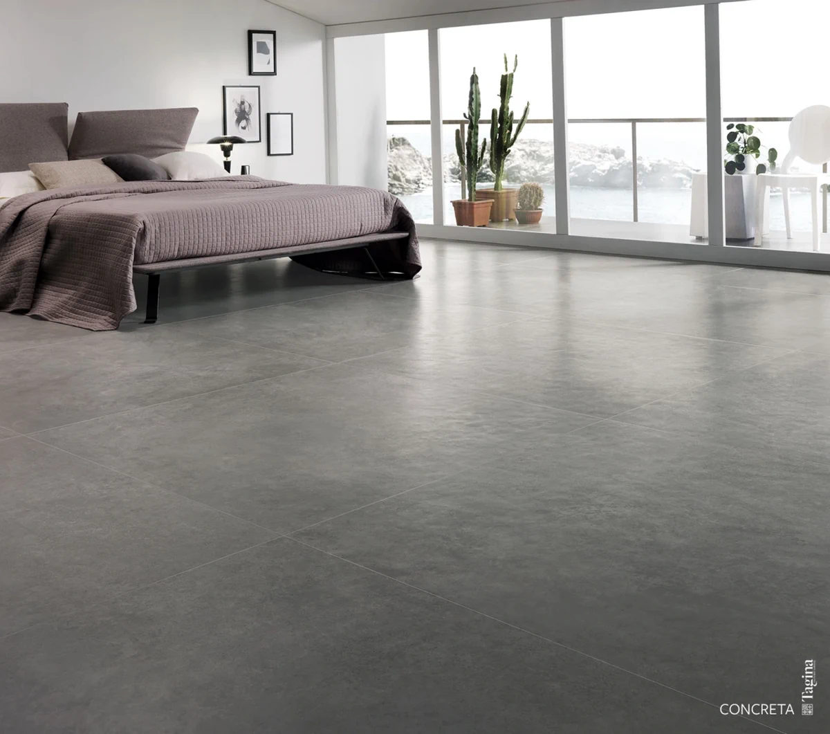 Gres Tagina CONCRETA efekt beton - aranzacja w eleganckiej lazience