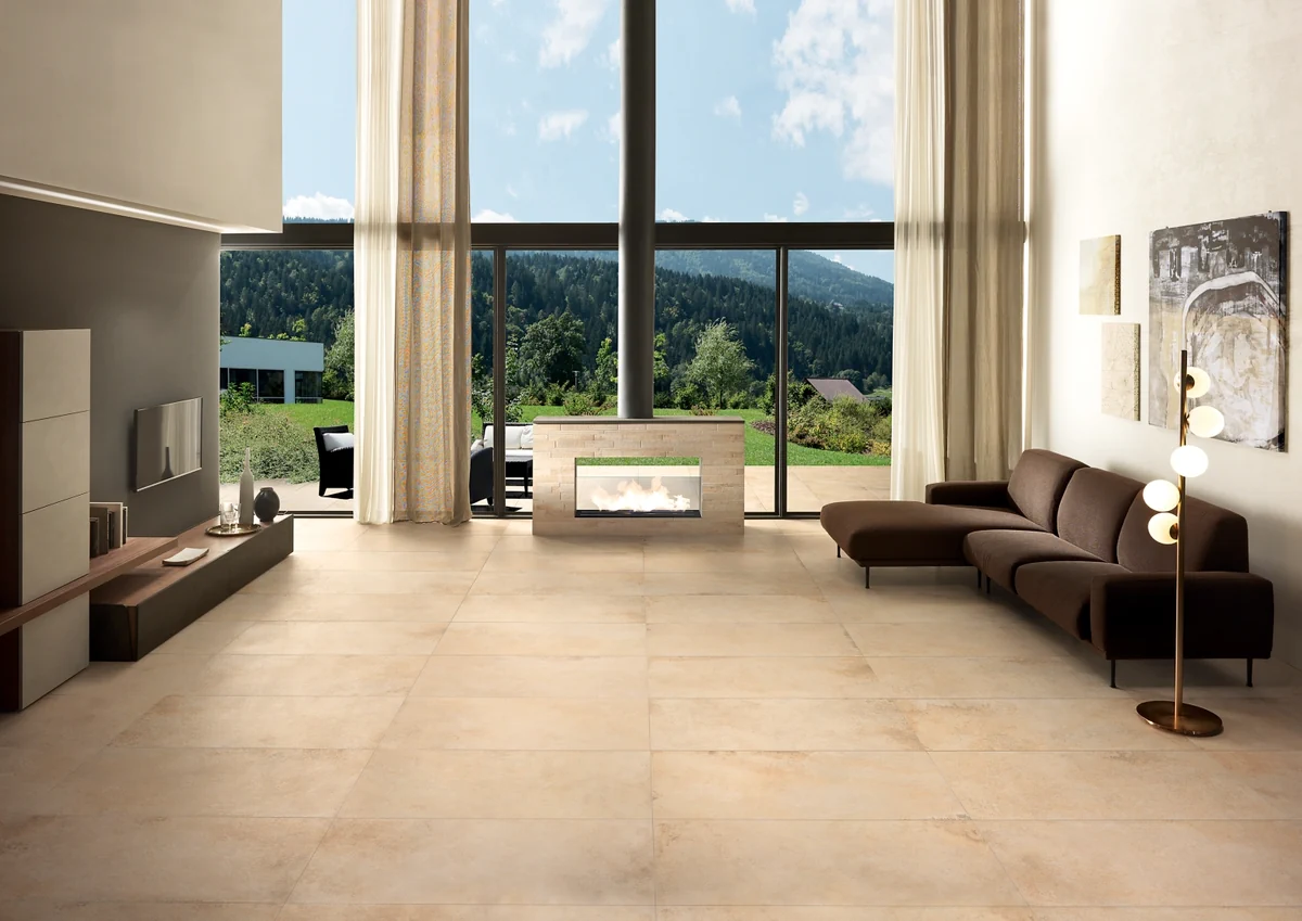 Gres Tagina AURUM STONE efekt marmur - aranzacja w nowoczesnym salonie