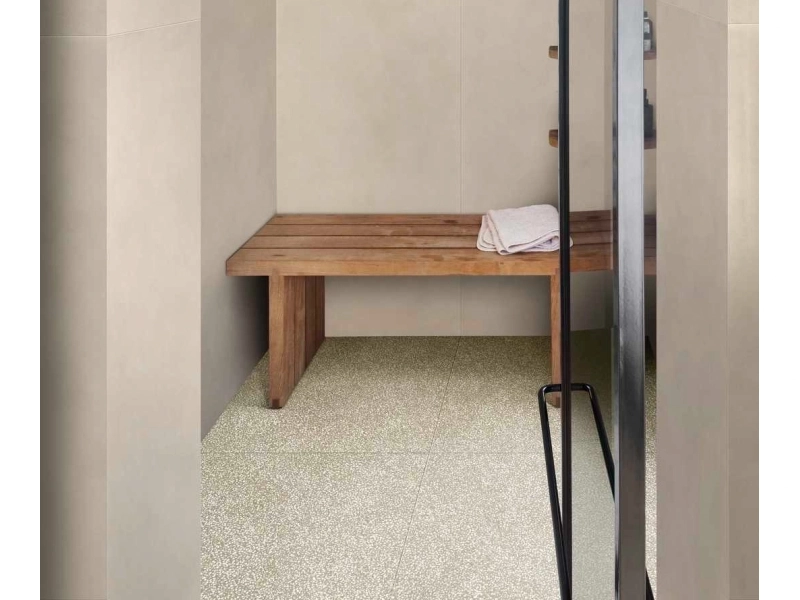 Gres Marazzi Art efekt terrazzo w nowoczesnym salonie