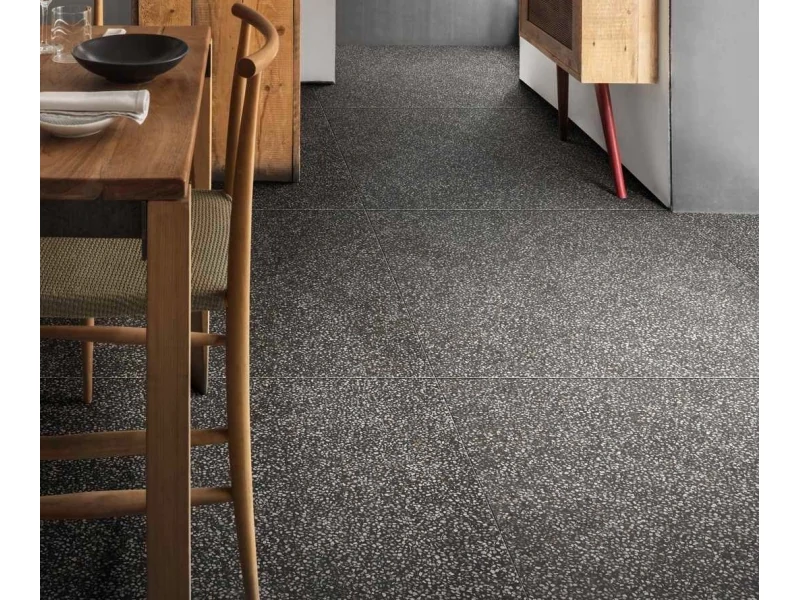 Gres porcelanowy Marazzi Art terrazzo w minimalistycznym wnętrzu