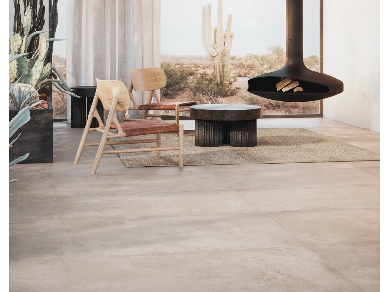 Gres porcelanowy Ragno Inedito efekt drewno w nowoczesnej aranżacji salonu – aranżacja 35