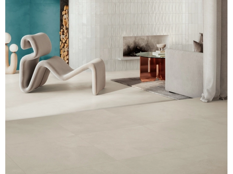 Ragno Stratford efekt kamień, Beton – aranżacja salonu w stylu loft