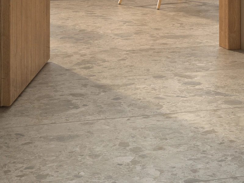 Ragno Eterna efekt terrazzo, Kamień, Beton, Marmur – aranżacja salonu w stylu loft