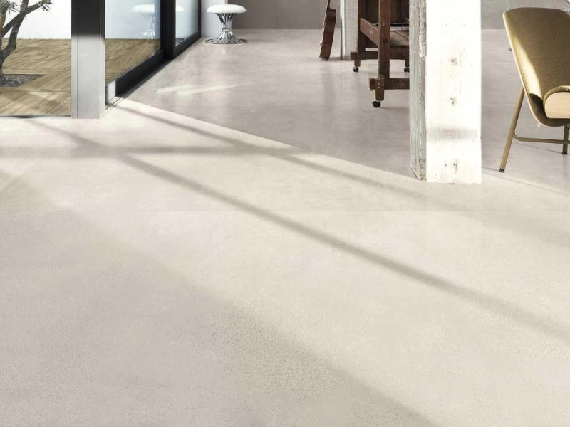 Płytki Ragno Maiora Concrete Effect efekt beton w minimalistycznym wnętrzu