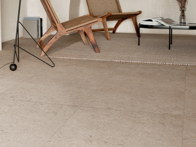 Gres porcelanowy Ragno Eterna efekt terrazzo, Kamień, Beton, Marmur w przestronnej strefie dziennej